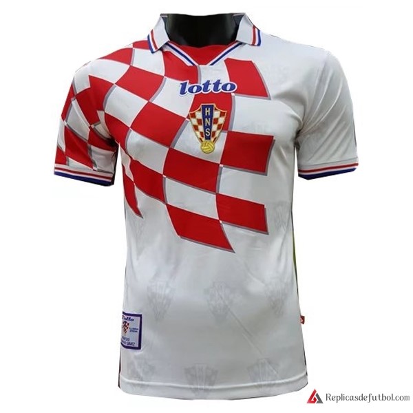 Camiseta Croatia Primera equipación Retro 1998 Blanco